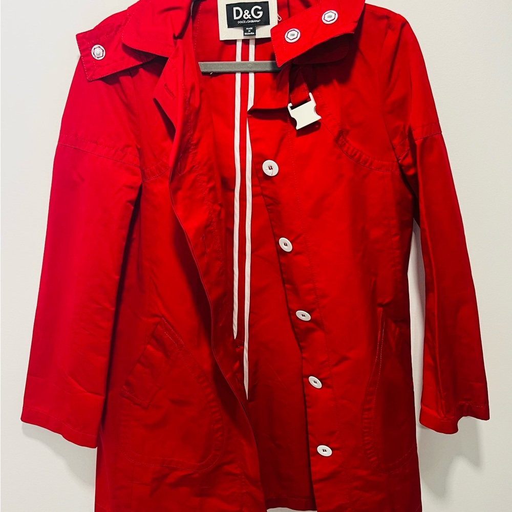 D&G Women's Bright Red Button-Front Trench Coat